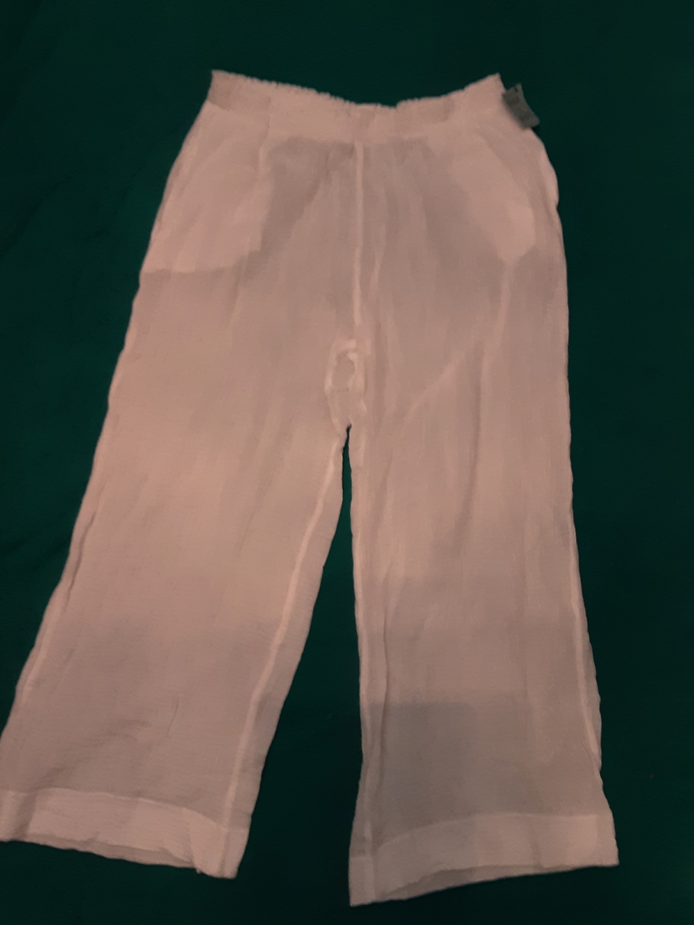 Shade & Shore  Lightwe8ght Sheer White Wide-Leg Elastic-Waist Pants